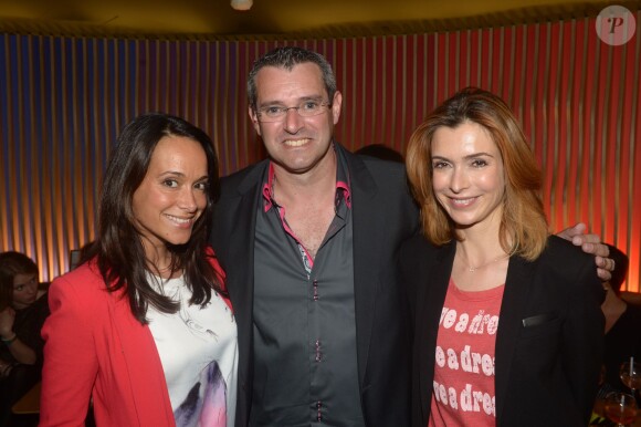 Karine Lima,  Stéphen Cohen (boss de la marque) et Véronique Mounier à la soirée de lancement de la vapoteuse électronique Gleenway à l'hôtel O à Paris, le 6 mai 2014.