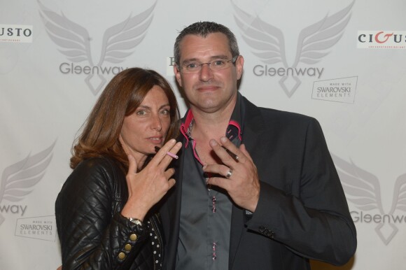 Laurence Katche et  Stéphen Cohen (boss de la marque) à la soirée de lancement de la vapoteuse électronique Gleenway à l'hôtel O à Paris, le 6 mai 2014.
