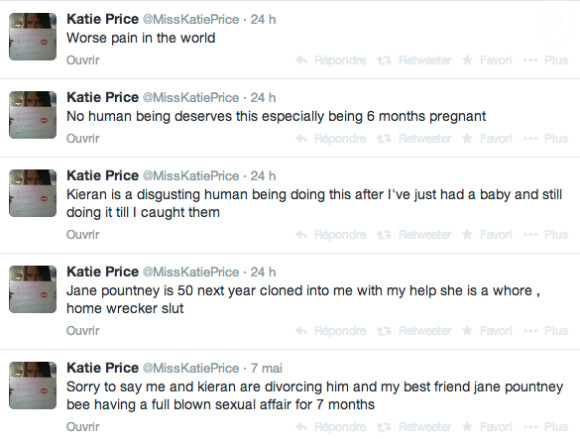 Capture d'écran du compte Twitter de Katie Price le 8 mai 2014
