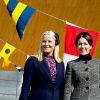 Les princesses héritières Mette-Marit de Norvège et Mary de Danemark, ravies de se retrouver, commémoraient ensemble à Kristiansand (Norvège), le 9 mai 2014, les 150 ans de la bataille d'Héligoland, dernière bataille navale de la marine danoise.