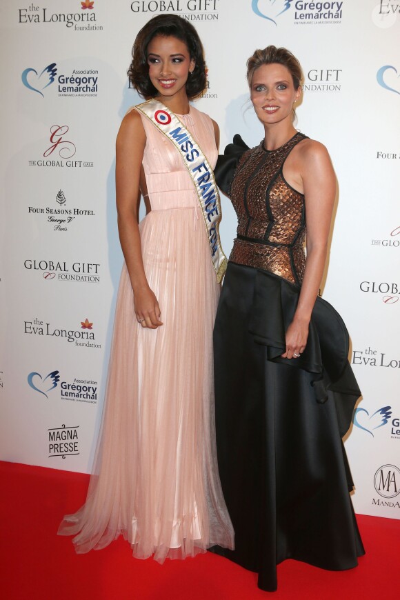 Miss France 2014 Flora Coquerel et Sylvie Tellier - Soirée "Global Gift Gala 2014 " à l'hôtel Four Seasons George V à Paris le 12 mai 2014.