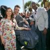 Djimon Hounsou, America Ferrera et Jay Baruchel - Promotion surprise du film "Dragons 2" au 67e festival international du film de Cannes, le 15 mai 2014.