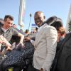 Djimon Hounsou, America Ferrera et Jay Baruchel - Promotion surprise du film "Dragons 2" au 67e festival international du film de Cannes, le 15 mai 2014.