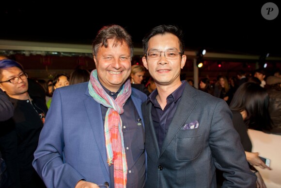 Jérôme Paillard (Président du Marché du film) et Ye Ning (Directeur général AMC Cinéma) - Soirée d'ouverture du "Marché du film" sur la plage du Majestic lors du 67e festival du film de Cannes le 15 mai 2014