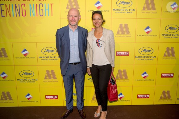 Jean-Paul Salomé (Président Unifrance) et Isabelle Giordano (Directrice Unifrance) - Soirée d'ouverture du "Marché du film" sur la plage du Majestic lors du 67e festival du film de Cannes le 15 mai 2014
