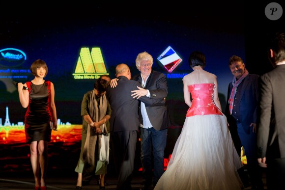 John Woo, Jean-Jacques Annaud - Soirée d'ouverture du "Marché du film" sur la plage du Majestic lors du 67e festival du film de Cannes le 15 mai 2014