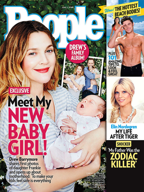 Drew Barrymore a présenté au monde sa deuxième petite fille en posant en couverture du magazine "People", en mai 2014.