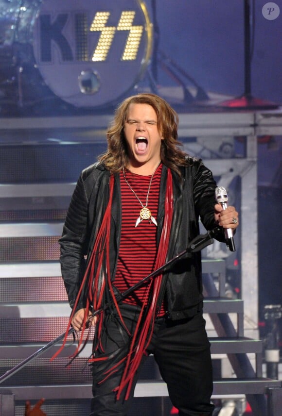 Caleb Johnson (vainqueur) lors de la finale de la saison 13 d'"American Idol" au Nokia Theatre de Los Angeles, le 21 mai 2014.