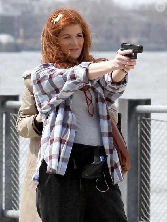 Debra Messing en tournage à New York, le 14 avril 2014.