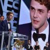 Xavier Dolan lors de son discours au beau milieu de la cérémonie de clôture du 67e festival de Cannes, le 24 mai 2014.
