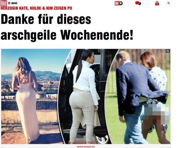 Bild a osé : le tabloïd allemand a publié une photo de Kate Middleton les fesses à l'air le 17 avril 2014 lors de sa tournée officielle en Australie avec le prince William...