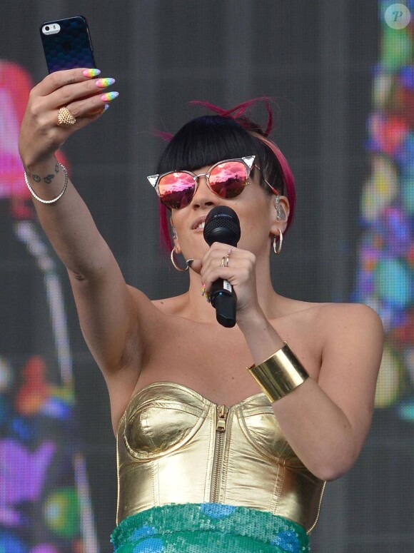 Lily Allen se produit dans le cadre du festival de musique "Big Weekend" à Glasgow. Les 24 et 25 mai 2014.