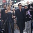  Angelina Jolie (robe Versace) et Brad Pitt - Avant-premi&egrave;re du film "Mal&eacute;fique" &agrave; Los Angeles le 28 mai 2014 