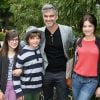 François Vincentelli entouré de ses enfants (Ange et Lucie) et de sa compagne Alice Dufour lors des Internationaux de France à Roland-Garros à Paris, le 29 mai 2014