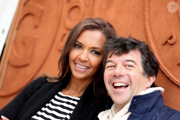 Karine Le Marchand et Stéphane Plaza à Roland-Garros lors du cinquième jour des Internationaux de France à Paris le 29 mai 2014