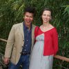 Igor Bogdanoff et sa femme Amélie de Bourbon Parme, enceinte, posent au village des Internationaux de tennis de Roland Garros à Paris, le 31 mai  2014.