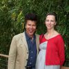 Igor Bogdanoff et sa femme Amélie de Bourbon Parme, enceinte, posent au village des Internationaux de tennis de Roland Garros à Paris, le 31 mai  2014.