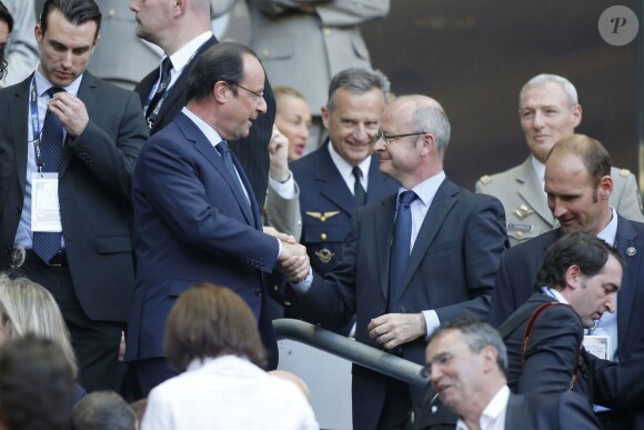 Francois Hollande - Finale du Top 14 entre Toulon contre Castres (18-10) au Stade de France à Paris, le 31 mai 2014.