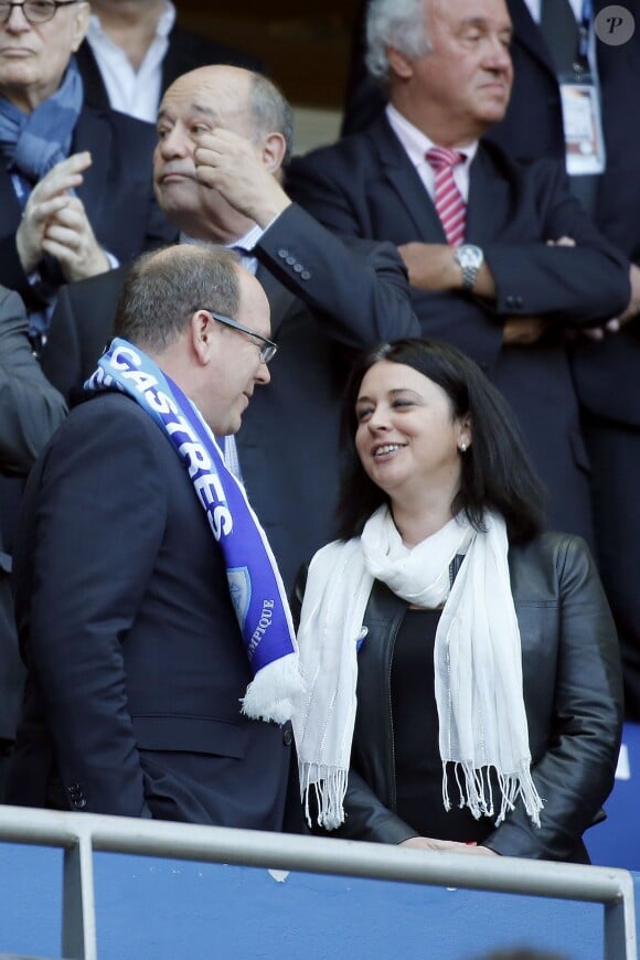 Le prince Albert II de Monaco et Sylvia Pinel - Finale du Top 14 entre Toulon contre Castres (18-10) au Stade de France à Paris, le 31 mai 2014.