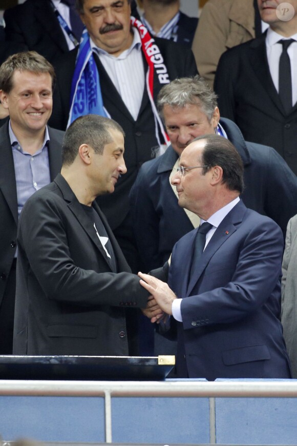 Francois Hollande et Mourad Boudjellal - Finale du Top 14 entre Toulon contre Castres (18-10) au Stade de France à Paris, le 31 mai 2014.
