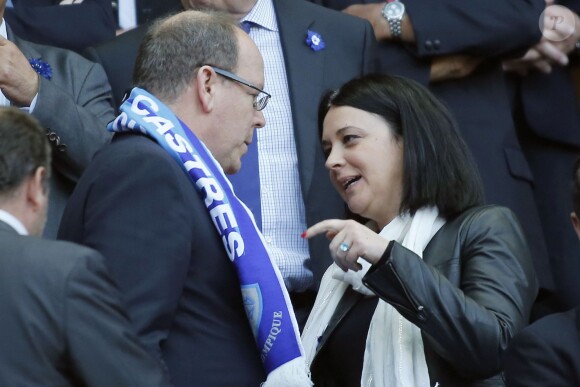 Le prince Albert II de Monaco et Sylvia Pinel - Finale du Top 14 entre Toulon contre Castres (18-10) au Stade de France à Paris, le 31 mai 2014.