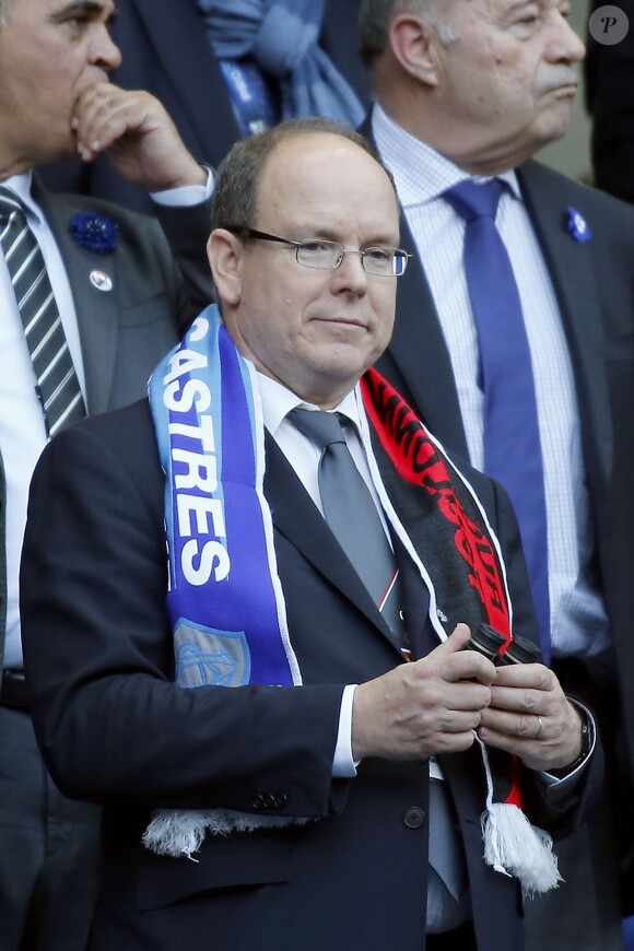 Le prince Albert II de Monaco - Finale du Top 14 entre Toulon contre Castres (18-10) au Stade de France à Paris, le 31 mai 2014.