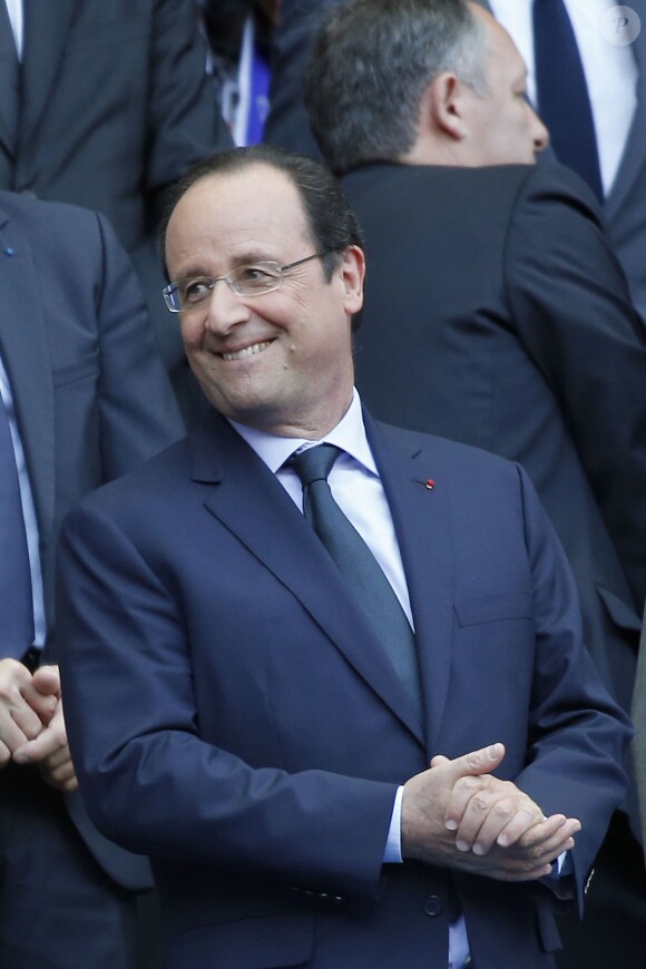 Francois Hollande - Finale du Top 14 entre Toulon contre Castres (18-10) au Stade de France à Paris, le 31 mai 2014.