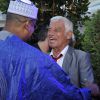 Son Excellence Monsieur Abderahamane Mayaki, l'ambassadeur du Niger en France, et Jean Paul Belmondo participent à la soirée de Gala caritative au profit de l'association "Des Cantines Scolaires pour les Enfants du Sahel" à Cannes au Five Seas Hotel, le 31 mai 2014.