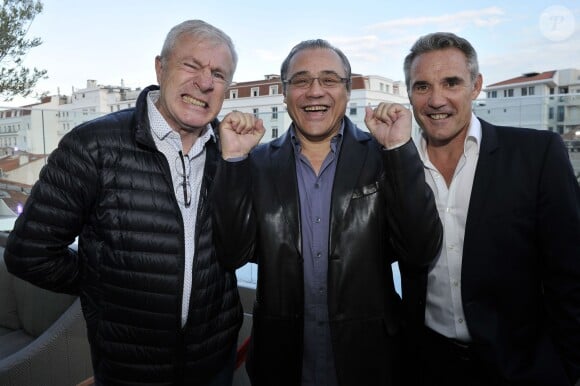 Luis Fernandez, l'ancien boxeur Louis Acariès et Bruno Bellone participent à la soirée de Gala caritative au profit de l'association "Des Cantines Scolaires pour les Enfants du Sahel" à Cannes au Five Seas Hotel, le 31 mai 2014.