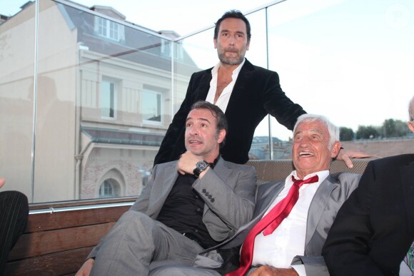 Exclusif - Gilles Lellouche, Jean Dujardin, Jean-Paul Belmondo - Soirée de Gala caritative au profit de l'association "Des Cantines Scolaires pour les Enfants du Sahel" à Cannes au Five Seas Hotel, le 31 mai 2014. 