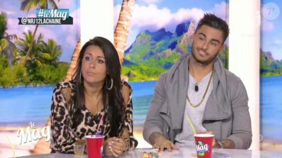 Shanna et Thibault annoncent qu'ils sont fiancés sur le plateau du "Mag" sur NRJ12. Lundi 2 juin 2014.