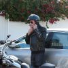Johnny hallyday en Harley Davidson, à Los Angeles le 25 mai 2014.