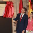 Le discours du prince Felipe d'Espagne lors de la remise du prix Prince de Viana de la Culture à l'historien Tarsicio de Azcona au monastère San Salvador de Leyre, le 4 juin 2014. La première sortie du prince et de la princesse des Asturies après l'annonce, deux jours plus tôt, de l'abdication du roi Juan Carlos Ier.
