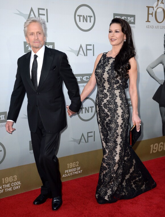 Michael Douglas et Catherine Zeta-Jones lors de la soirée du prix AFI rendant hommage à Jane Fonda à Hollywood le 5 juin 2014.