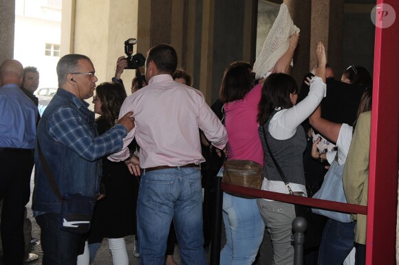 Le chanteur italien Eros Ramazzotti se rend au Palazzo Reale de Milan le 6 juin 2014 pour épouser sa compagne Marica Pellegrinelli.