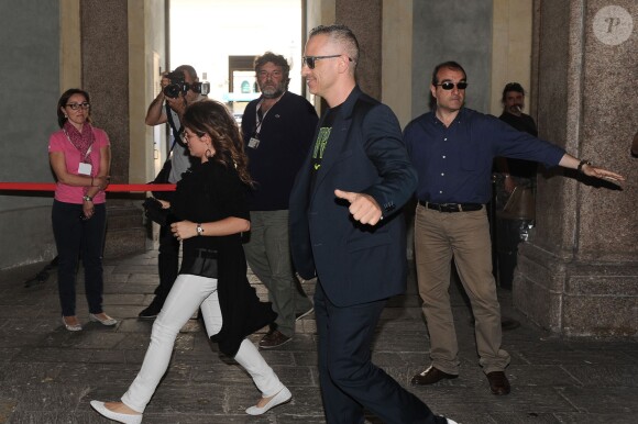 Eros Ramazzotti au Palazzo Reale de Milan pour épouser sa compagne Marica Pellegrinelli, le 6 juin 2014.