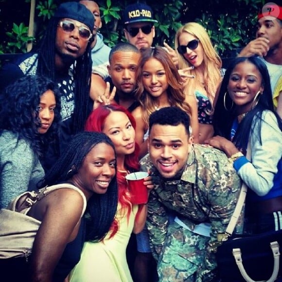 Chris Brown fête sa sortie de prison avec ses amis et sa chérie Karrueche Tran. Los Angeles, le 5 juin 2014.