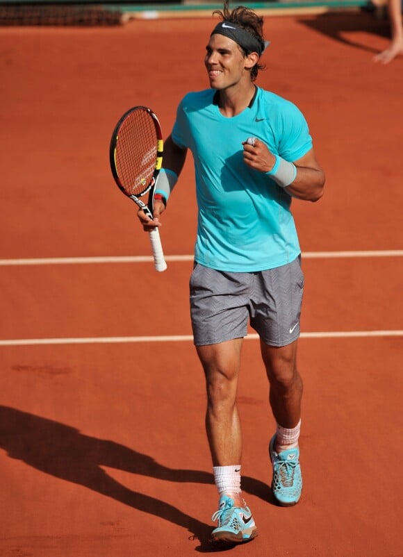 Rafael Nadal lors de la demi-finale hommes des Internationaux de France de tennis de Roland Garros à Paris le 6 juin 2014.