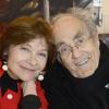 Macha Méril et son fiancé Michel Legrand au 34e Salon du livre de Paris, Porte de Versailles, le 23 mars 2014.