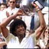 Yannick Noah lors de sa victoire à Roland-Garros le 5 juin 1983