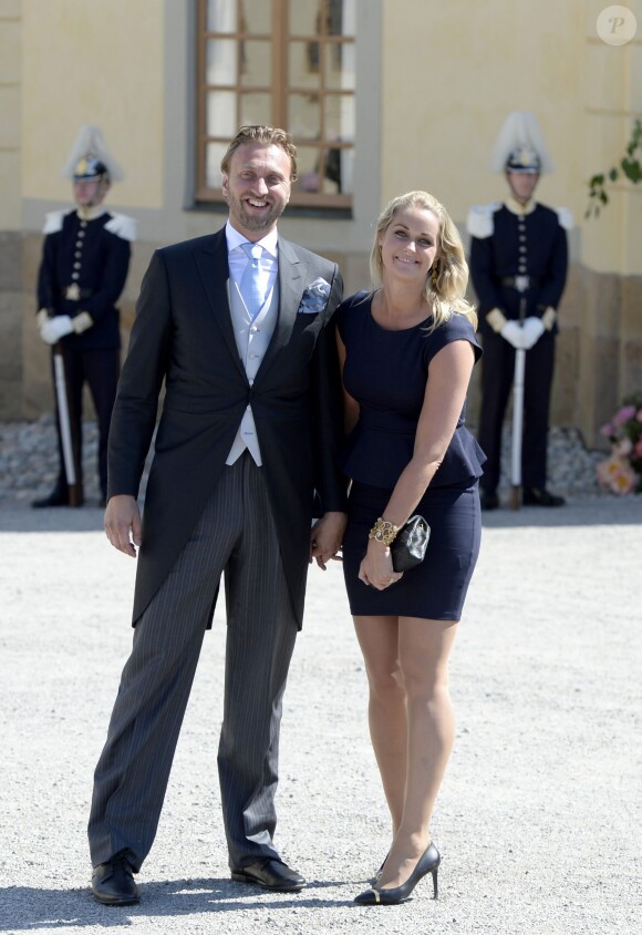 Lovisa de Geer, Niklas Bolle au baptême de la princesse Leonore de Suède, fille de la princesse Madeleine et de Christopher O'Neill, le 8 juin 2014 en la chapelle du palais Drottningholm à Stockholm.