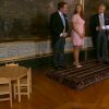 La princesse Leonore a reçu une table, quatre chaises et un service à café de la part du personnel de la Maison royale ! Image du baptême de la princesse Leonore de Suède, fille de la princesse Madeleine et de Christopher O'Neill, le 8 juin 2014 en la chapelle du palais Drottningholm à Stockholm. Une cérémonie retransmise en direct par la chaîne SVT1.