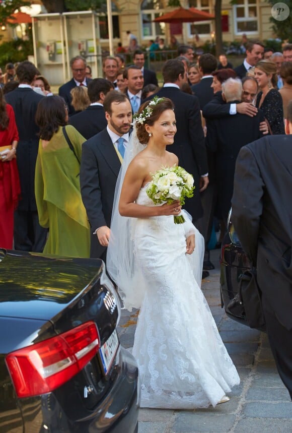Juan Zorreguieta, frère de la reine Maxima des Pays-Bas, et Andrea Wolf lors de leur mariage le 7 juin 2014 à Vienne, en Autriche.