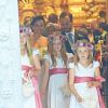 Catharina-Amalia, Alexia et Ariane des Pays-Bas, demoiselles d'honneur adorables lors du mariage de leur oncle Juan Zorreguieta et Andrea Wolf, le 7 juin 2014 à l'église Servite de Vienne, en Autriche.