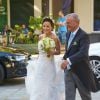 Andrea Wolf et son père - Mariage de Juan Zorreguieta (frère cadet de la reine Maxima des Pays-Bas) avec Andrea Wolf à Vienne en Autriche le 7 juin 2014.