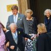 La princesse Beatrix des Pays-Bas assistait, avec sa belle-fille la reine Maxima et son fils le prince Willem-Alexander, au mariage de Juan Zorreguieta et Andrea Wolf, le 7 juin 2014 à l'église Servite de Vienne, en Autriche.