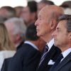 Nicolas Sarkozy et Valéry Giscard d'Estaing à la cérémonie de commémoration du 70e anniversaire du débarquement sur la plage Sword Beach à Ouistreham le 6 juin 2014.