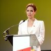 Angelina Jolie à l'Excel Arena pour le sommet sur les viols de guerre, à Londres, le 10 juin 2014.