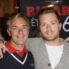 Gérard Holtz et son fils Antoine en coulisses des 60 ans de Jean-Marie Bigard au Grand Rex à Paris le 23 mai 2014.