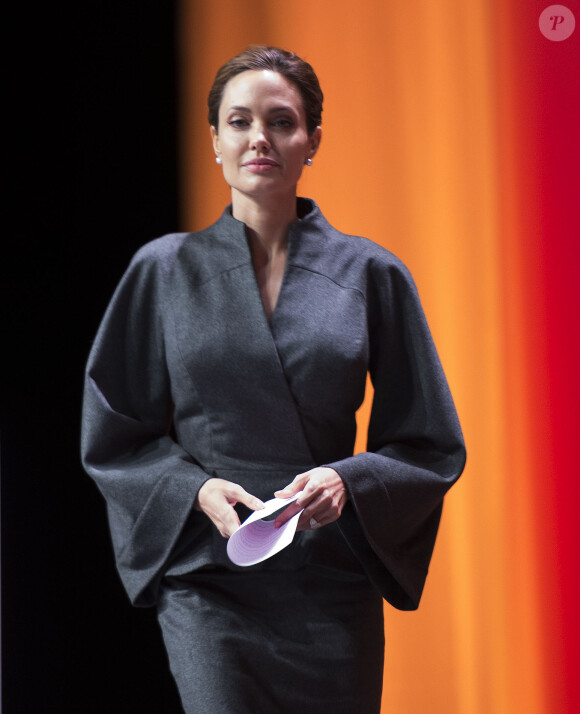 Angelina Jolie lors du Sommet contre les violences sexuelles en zone de conflits le 13 juin 2014 à Londres.